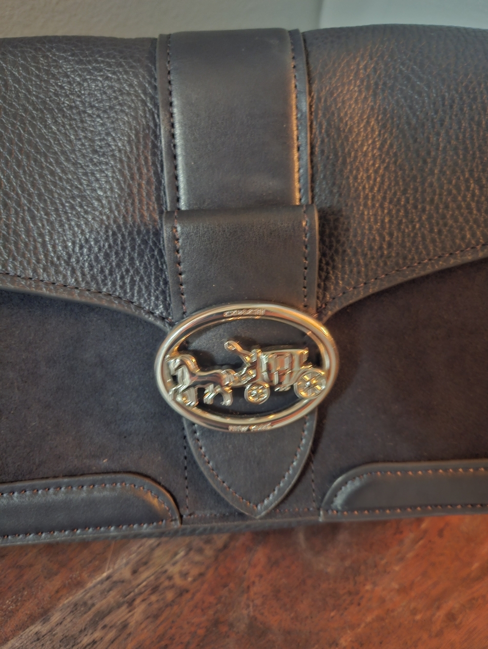 Coach Georgie Snake Embossed Leather Suede Bag - Picture 2 of 13